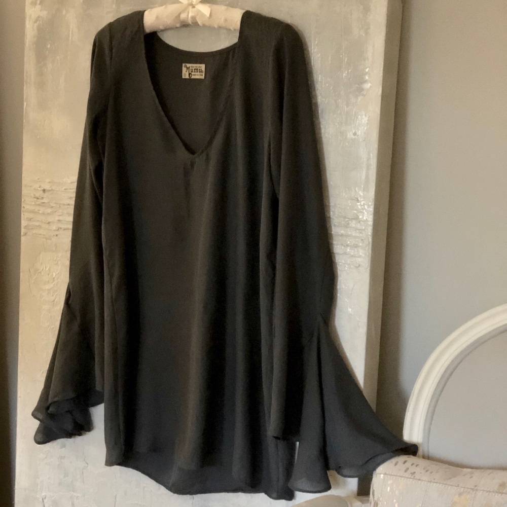 Gray Long Flowy Sleeve Show Me Your Mumu Dress